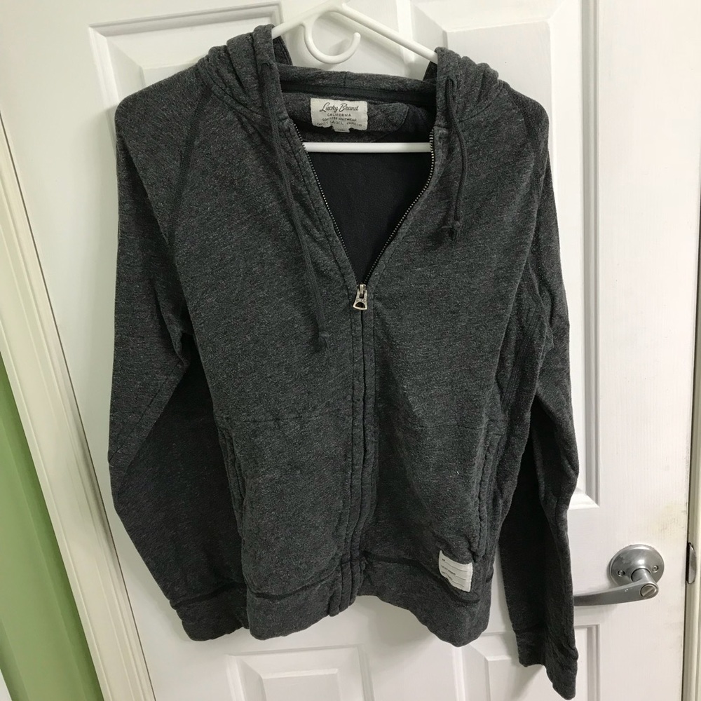 Lucky brand gray zip up sweatshirt with hood